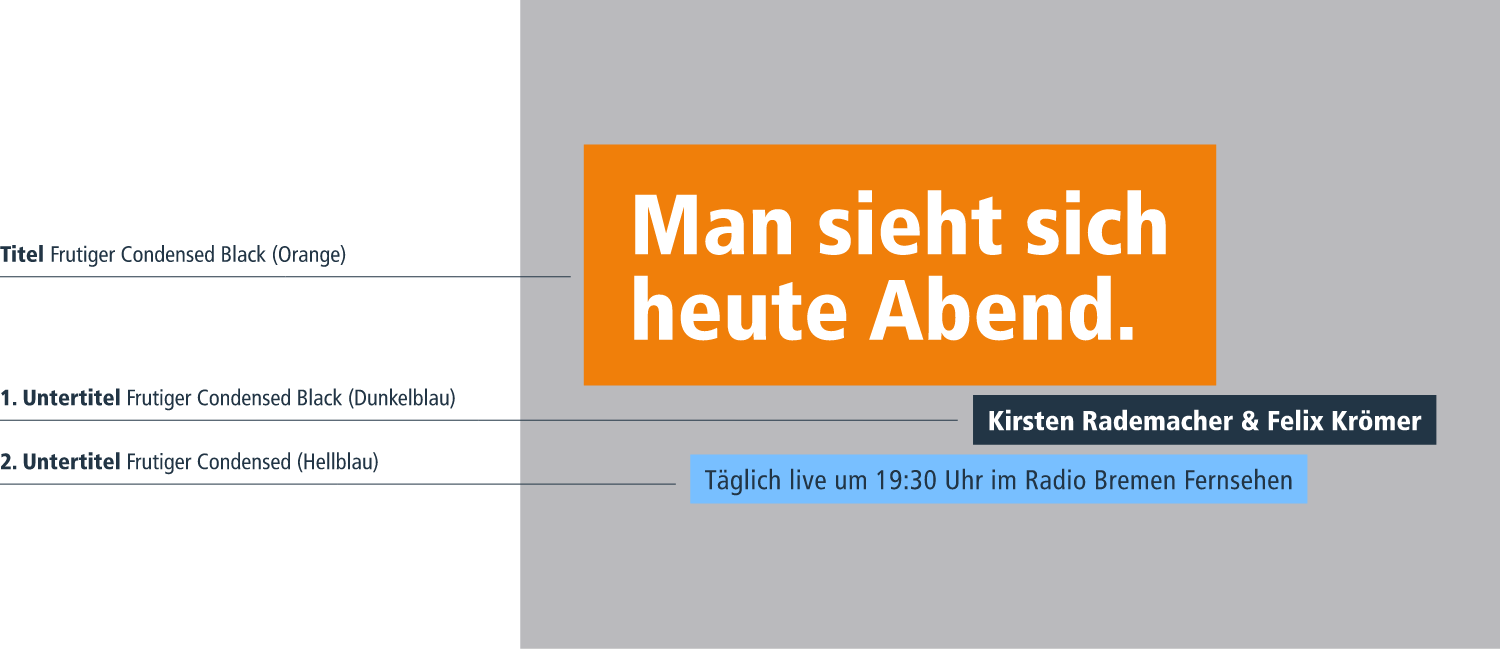 Beispielabbildung zur Anwendung der Typografie auf einem grauen Hintergrund mit Erklärung