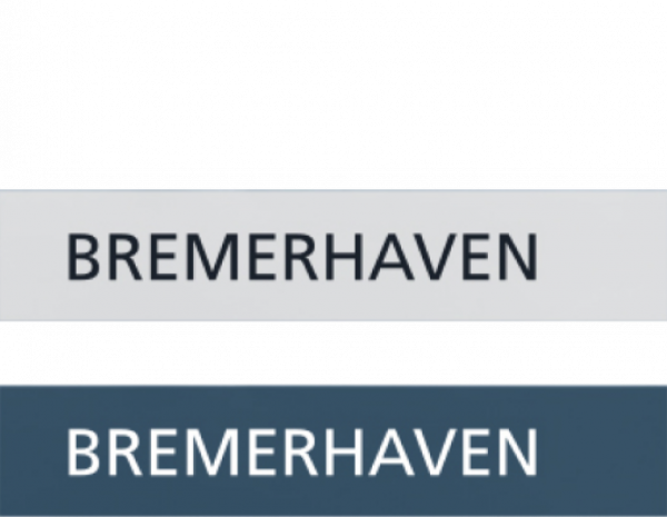 Zweimal das Wort Bremerhaven in Boxen übereinander