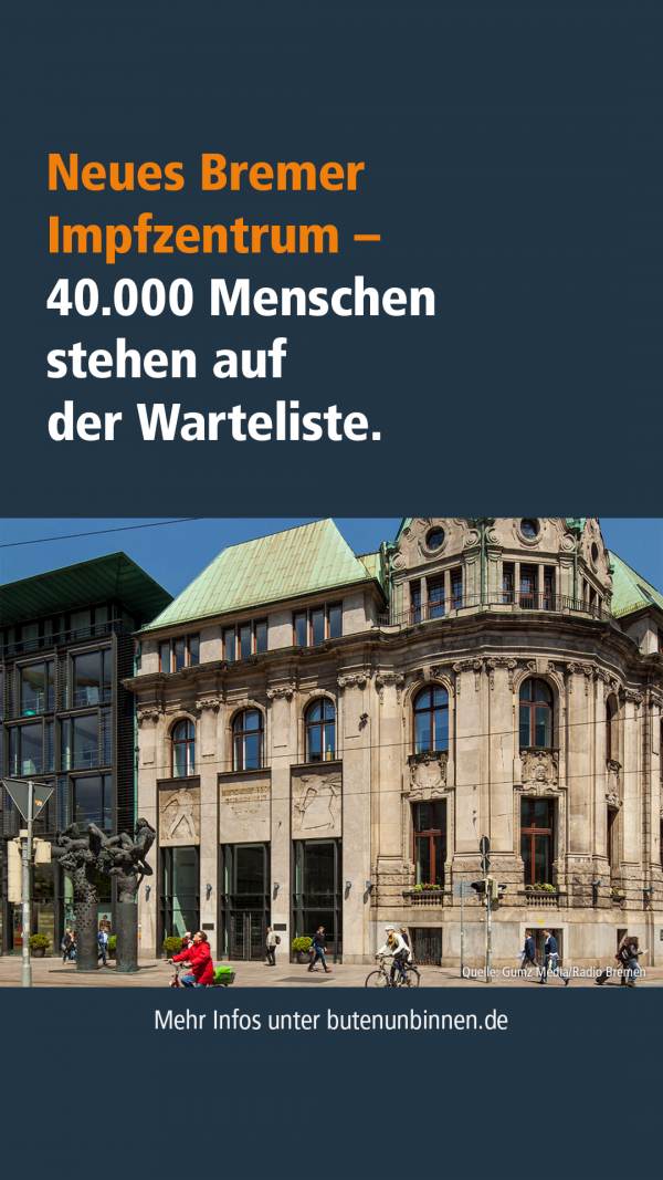 Eine Beispielabbildung für eine Story mit Text und Bild auf dunkelblauem Hintergrund