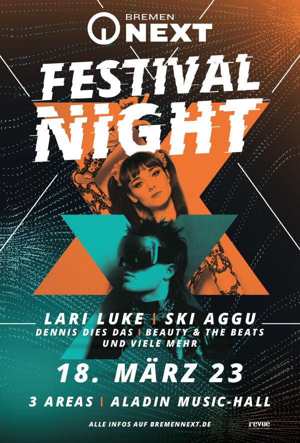 Eine Beispielabbildung von einem Festival-Plakat mit Typografie auf einem grafischen Hintergrundbild