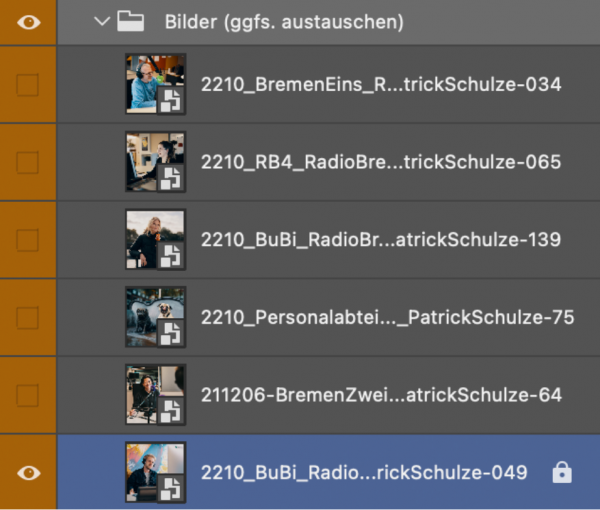 Eine Ansicht zum Bilder-Ordner in der Photoshop-Datei des Templates
