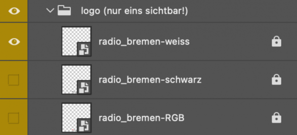 Eine Ansicht zum Logo-Ordner in der Photoshop-Datei des Templates